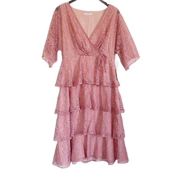 NWT TULAROSA Autumn Dress Lace Sequin Dusty Rose M - Picture 4 of 12